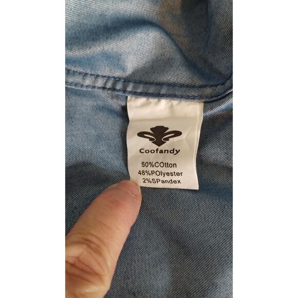 Coofandy Men's Button-up Shirt Size XL  Chambray Blue Check Contrast Cuff - Picture 8 of 10